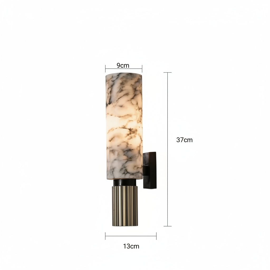 Natural Marble LED Wall Sconce – Modern Copper Accent Light