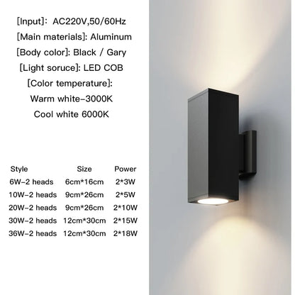 Modern Up & Down Outdoor Wall Light – Waterproof