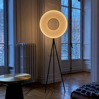 Halo Fabric Ring Floor Lamp – Nordic Sculptural LED Corner Light