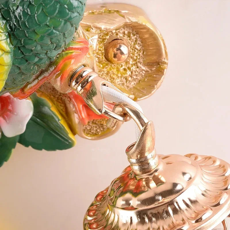 Vintage Peacock Wall Lamp – Resin & Crystal Decorative Wall Sconce