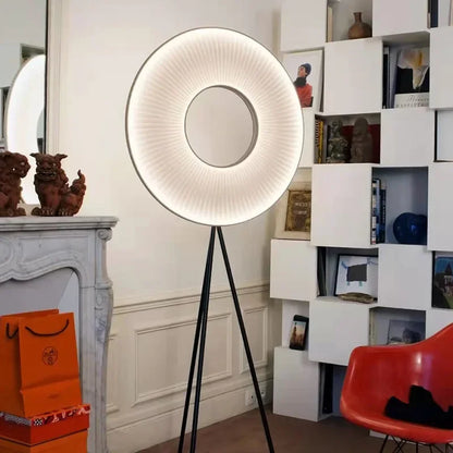 Halo Fabric Ring Floor Lamp – Nordic Sculptural LED Corner Light
