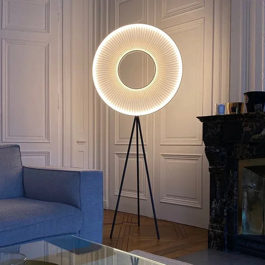 Halo Fabric Ring Floor Lamp – Nordic Sculptural LED Corner Light