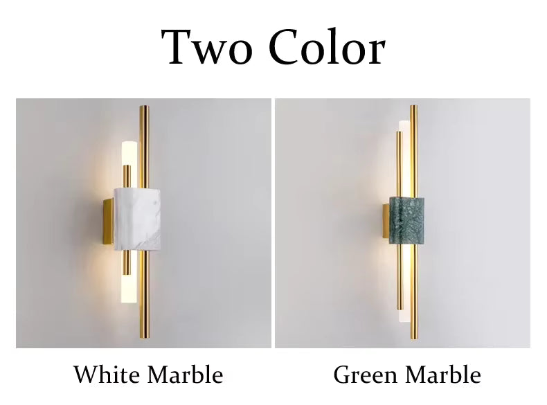 VerdeLuxe Marble Wall Sconce – Modern Gold Accent LED Light
