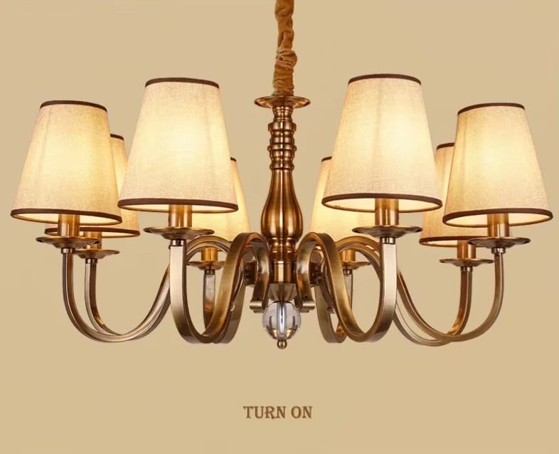 Linen Shade Ceiling Chandelier — Modern Metal Pendant Light