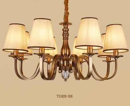 Linen Shade Ceiling Chandelier — Modern Metal Pendant Light