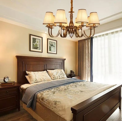 Linen Shade Ceiling Chandelier — Modern Metal Pendant Light