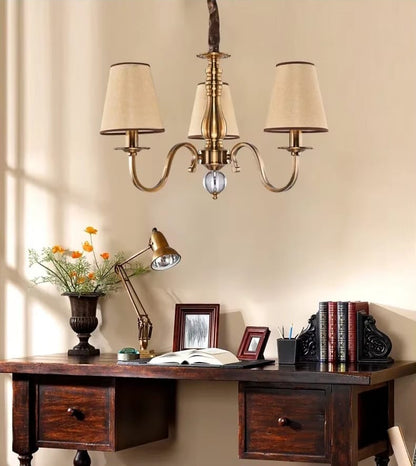 Linen Shade Ceiling Chandelier — Modern Metal Pendant Light