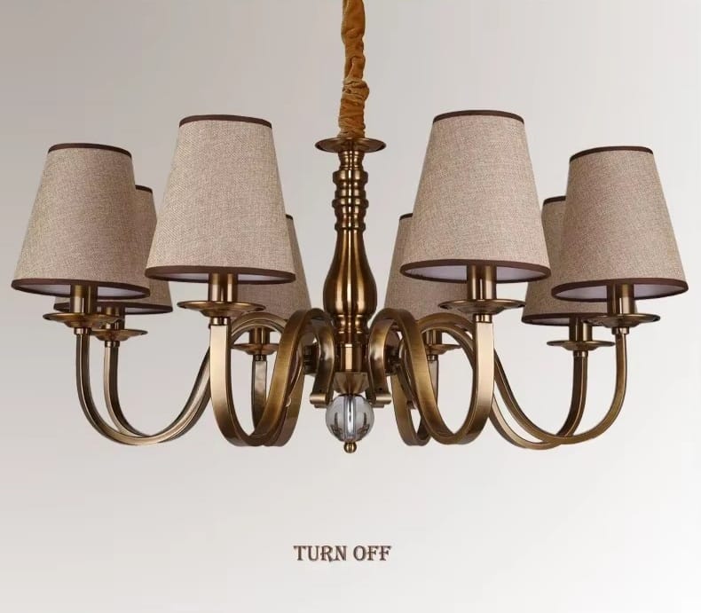 Linen Shade Ceiling Chandelier — Modern Metal Pendant Light