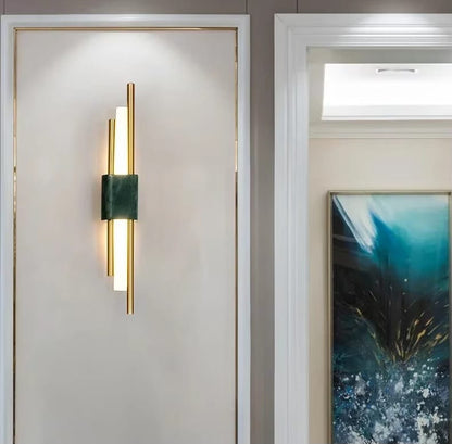 VerdeLuxe Marble Wall Sconce – Modern Gold Accent LED Light
