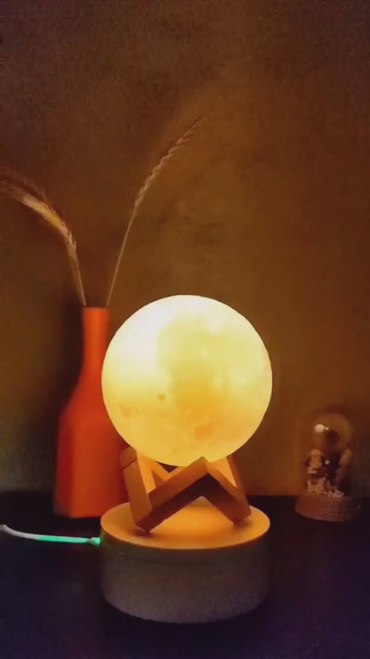 3D Moon Lamp — Touch & Remote Rechargeable LED Light