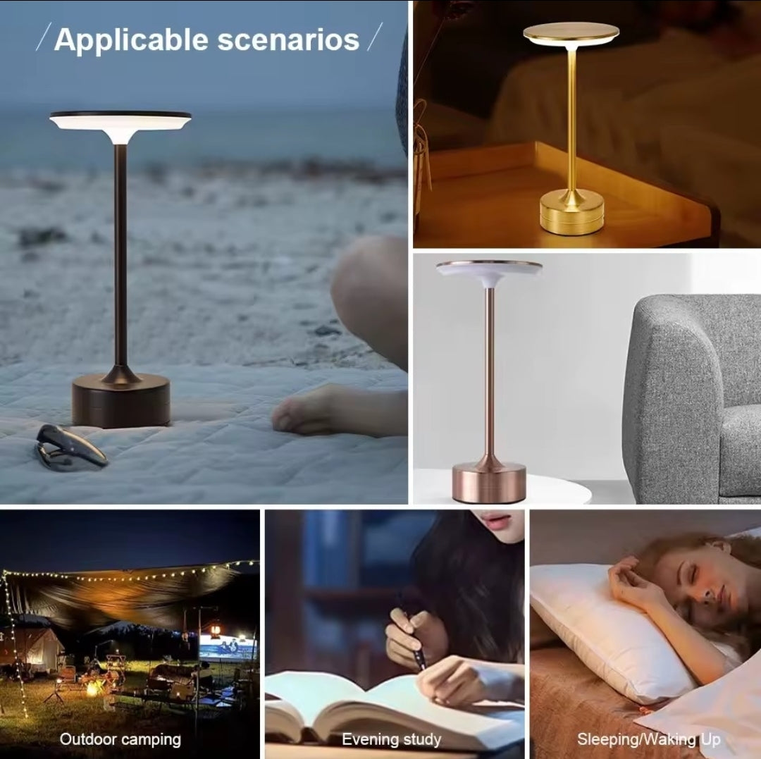Modern Metal Touch Lamp — Rechargeable LED Table Light