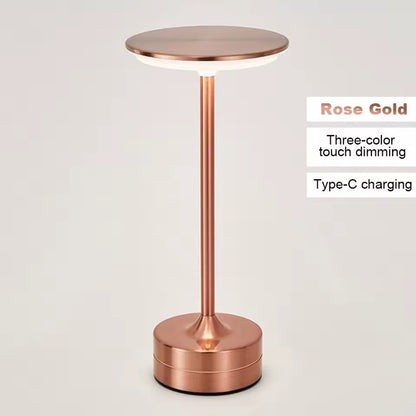 Modern Metal Touch Lamp — Rechargeable LED Table Light