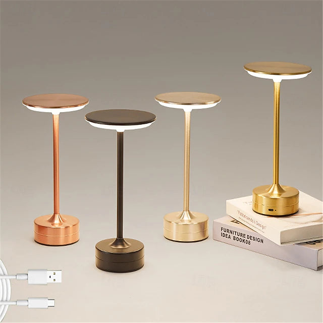 Modern Metal Touch Lamp — Rechargeable LED Table Light