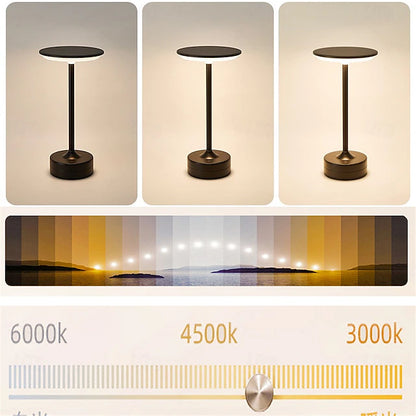 Modern Metal Touch Lamp — Rechargeable LED Table Light