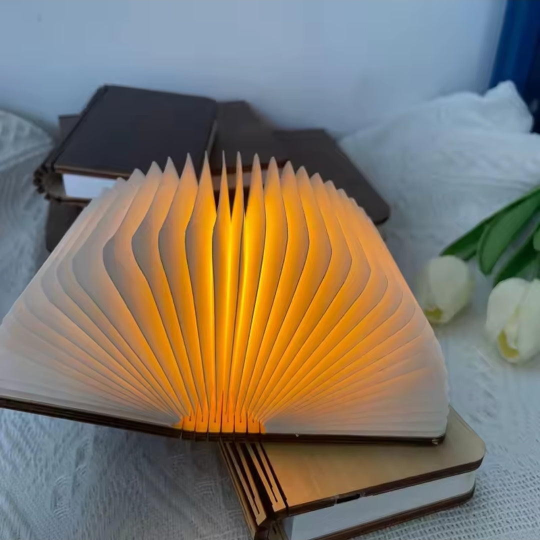 FoldLight Book Lamp — Foldable Wooden LED Light