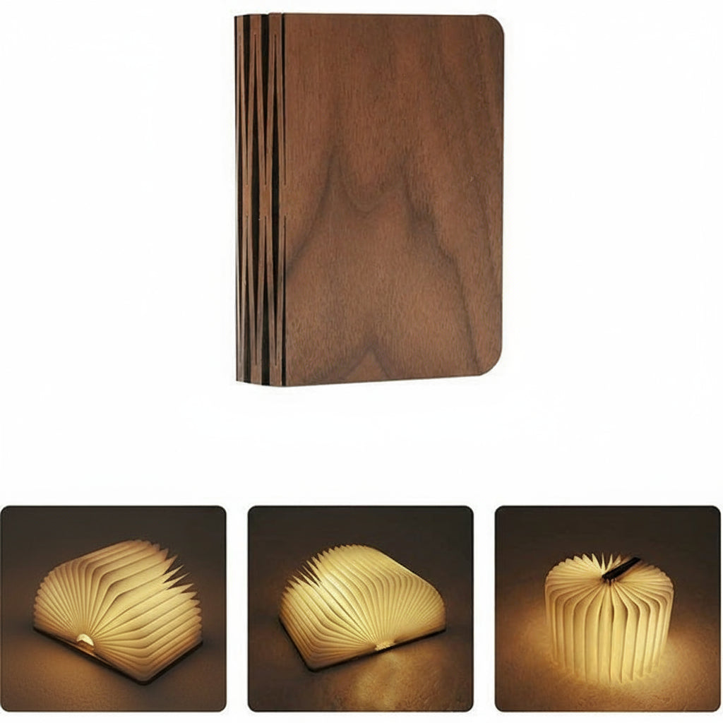 FoldLight Book Lamp — Foldable Wooden LED Light