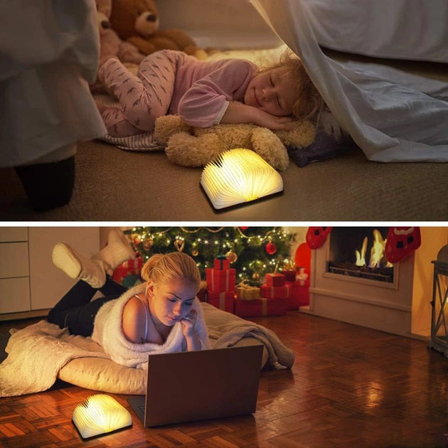 FoldLight Book Lamp — Foldable Wooden LED Light