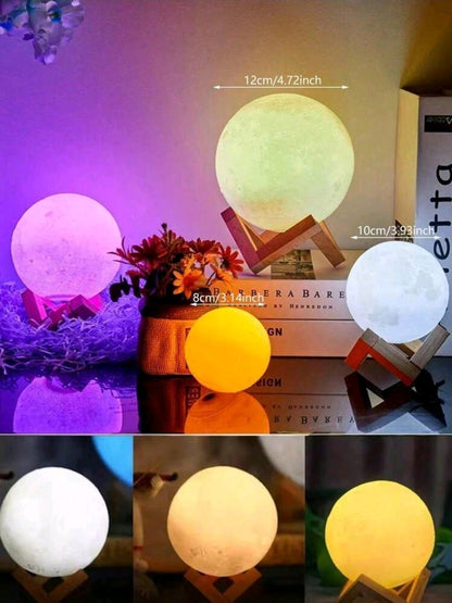 3D Moon Lamp — Touch & Remote Rechargeable LED Light