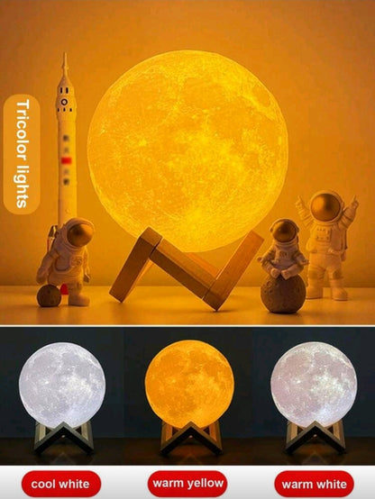 3D Moon Lamp — Touch & Remote Rechargeable LED Light