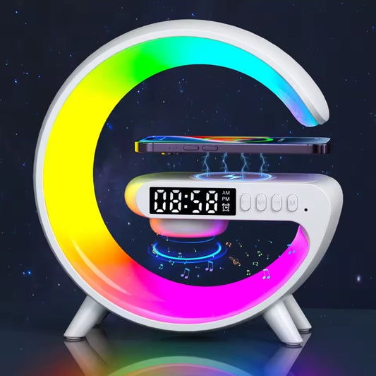 GlowArc Smart Lamp Clock — RGB Light + Wireless Charging