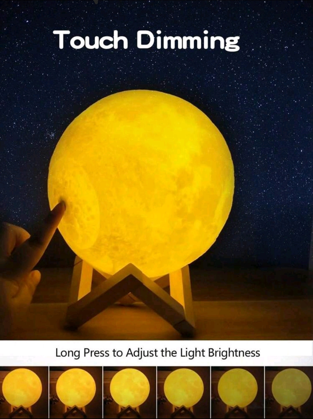 3D Moon Lamp — Touch & Remote Rechargeable LED Light