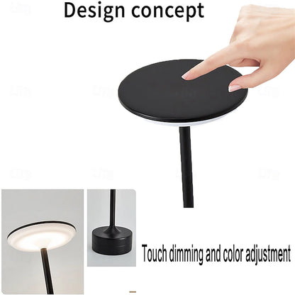 Modern Metal Touch Lamp — Rechargeable LED Table Light
