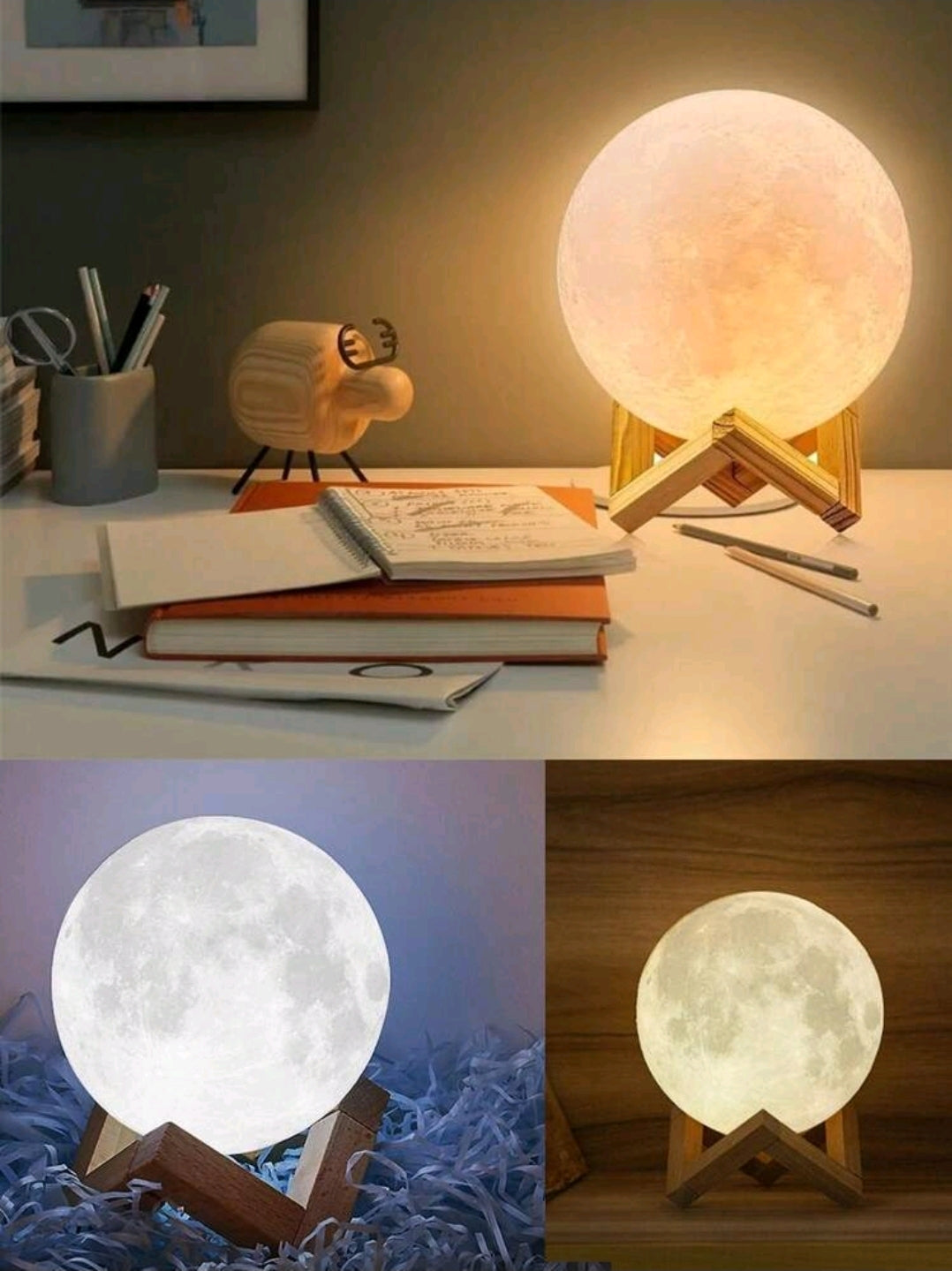 3D Moon Lamp — Touch & Remote Rechargeable LED Light