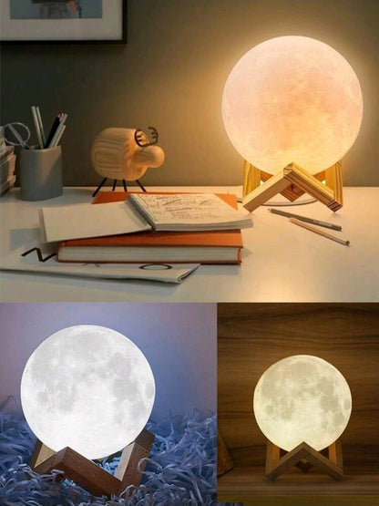 3D Moon Lamp — Touch & Remote Rechargeable LED Light
