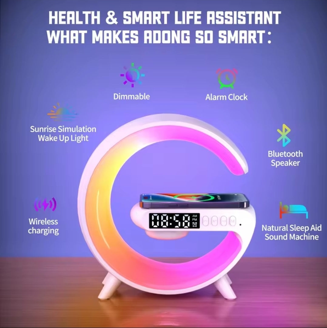 GlowArc Smart Lamp Clock — RGB Light + Wireless Charging
